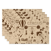 Lofaris Funny Circus Theme Crown Animals Set Of 4 Placemats